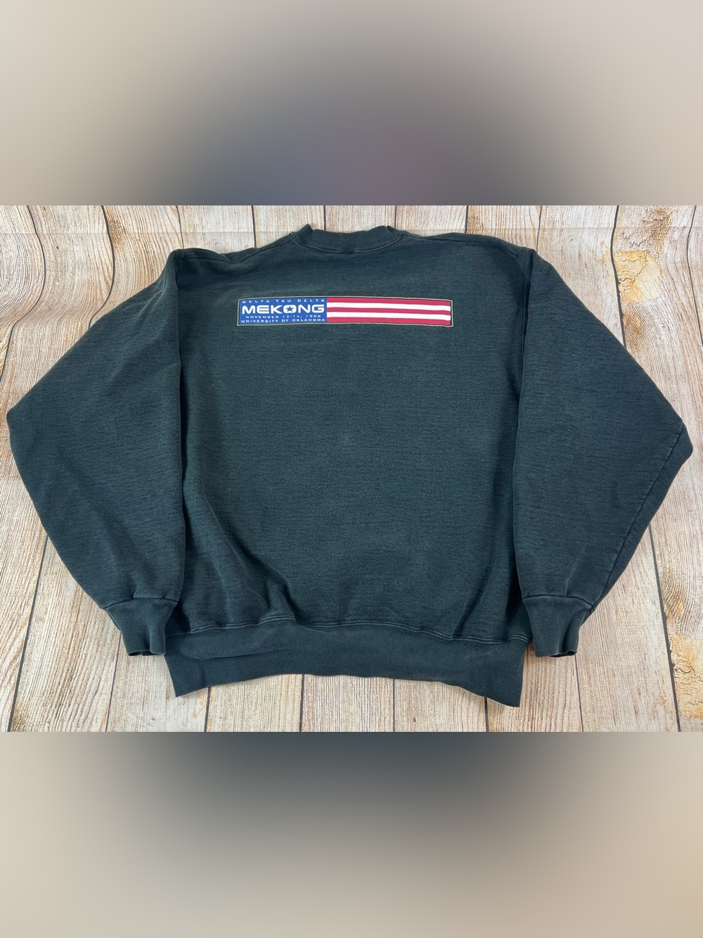 Vintage 90s Delta Tau Delta Mekong Oklahoma Fraternity Crew Sweatshirt Size XL